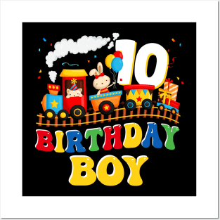 Kids Choo Choo I'm 10 Year Old Locomotive Train Boy 10th Birthday Posters and Art